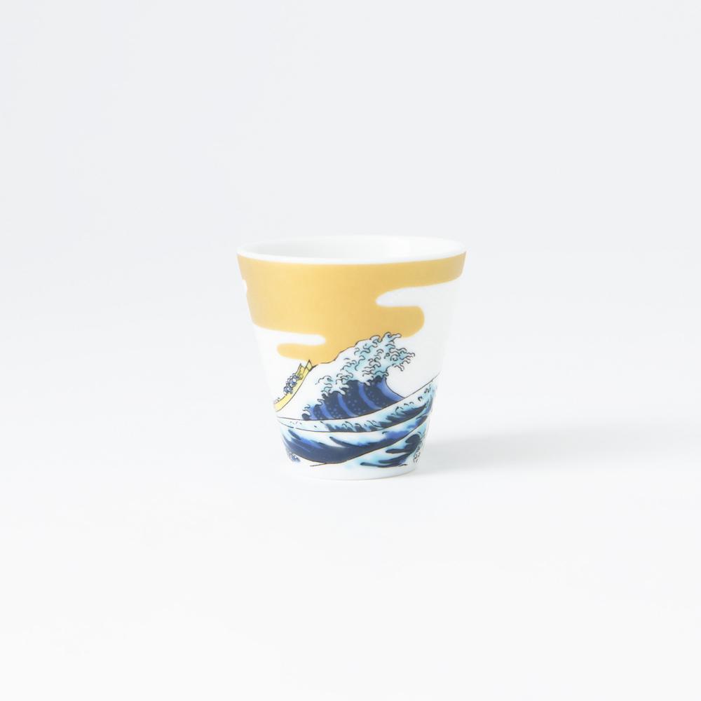 Seikou Kiln Hokusai Wave Kutani Ochoko Sake Cup - MUSUBI KILN - Handmade Japanese Tableware and Japanese Dinnerware