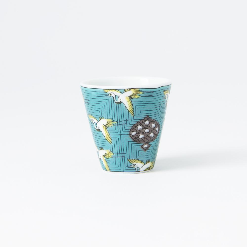 Seikou Kiln Japanese Cranes Kutani Ochoko Sake Cup - MUSUBI KILN - Handmade Japanese Tableware and Japanese Dinnerware