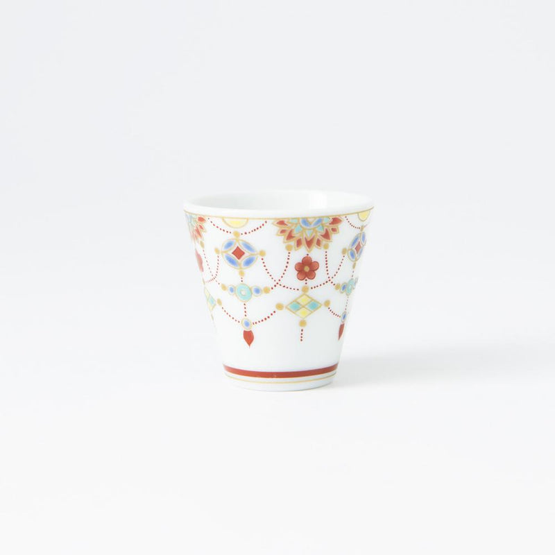 Seikou Kiln Jewelry Pattern Kutani Ochoko Sake Cup - MUSUBI KILN - Handmade Japanese Tableware and Japanese Dinnerware