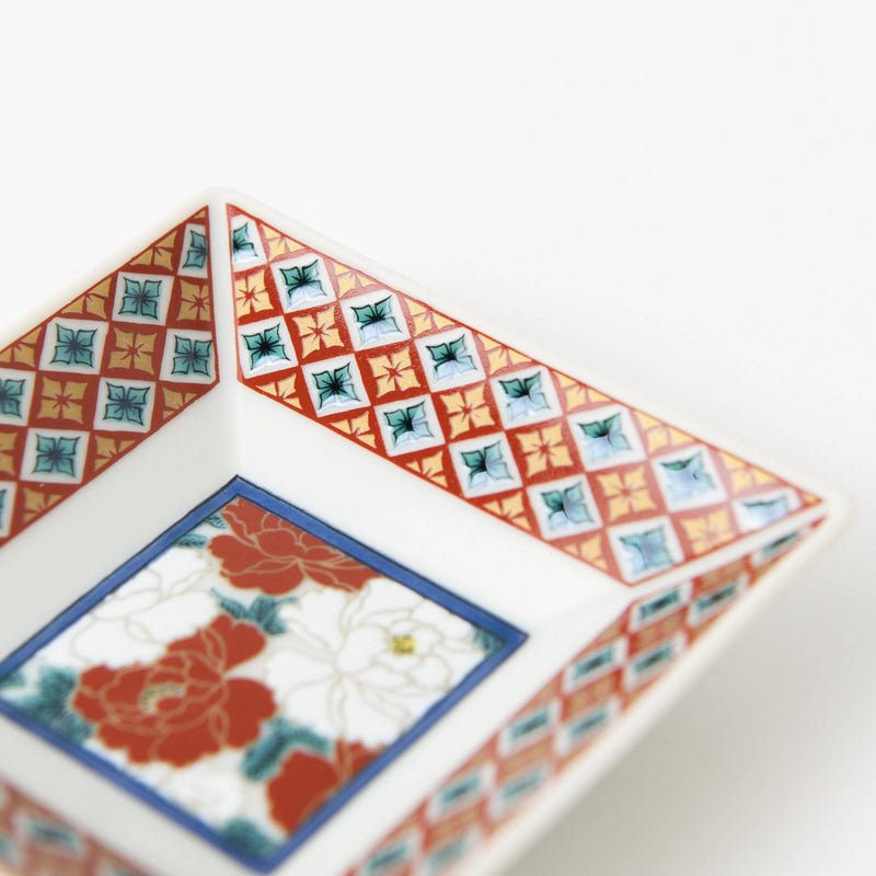 Seikou Kiln Jidai Kutani Square Sauce Plate Set - MUSUBI KILN - Handmade Japanese Tableware and Japanese Dinnerware