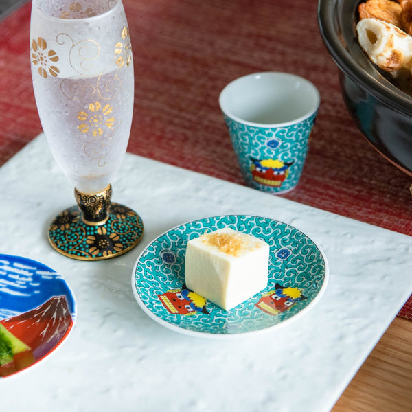Seikou Kiln Lion Dance Kutani Ochoko Sake Cup - MUSUBI KILN - Handmade Japanese Tableware and Japanese Dinnerware