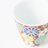 Seikou Kiln Plum and Chrysanthemum Kutani Ochoko Sake Cup - MUSUBI KILN - Handmade Japanese Tableware and Japanese Dinnerware