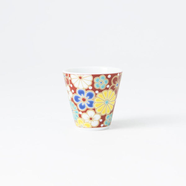 Seikou Kiln Plum and Chrysanthemum Kutani Ochoko Sake Cup - MUSUBI KILN - Handmade Japanese Tableware and Japanese Dinnerware