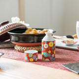 Seikou Kiln Plum and Chrysanthemum Kutani Sake Set - MUSUBI KILN - Handmade Japanese Tableware and Japanese Dinnerware