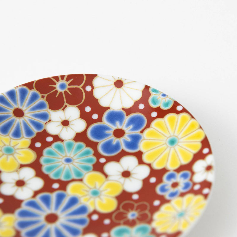Seikou Kiln Plum and Chrysanthemum Kutani Sauce Plate - MUSUBI KILN - Handmade Japanese Tableware and Japanese Dinnerware