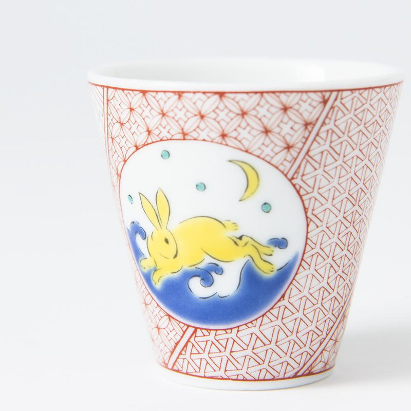 Seikou Kiln Rabbit and the Moon Kutani Round Plate - MUSUBI KILN - Handmade Japanese Tableware and Japanese Dinnerware