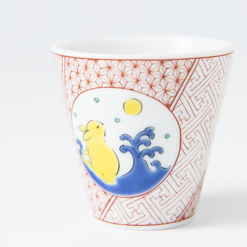 Seikou Kiln Rabbit and the Moon Kutani Round Plate - MUSUBI KILN - Handmade Japanese Tableware and Japanese Dinnerware