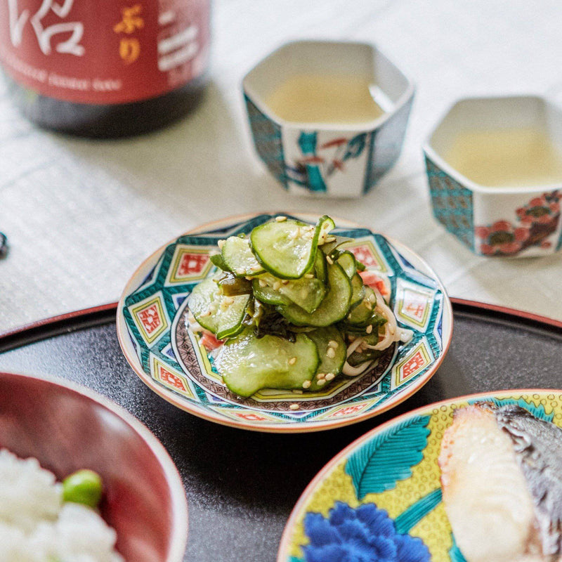 Seikou Kiln Red Flower and Bird Kutani Sauce Plate - MUSUBI KILN - Handmade Japanese Tableware and Japanese Dinnerware
