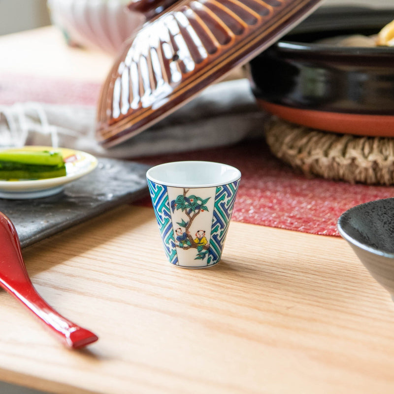 Seikou Kiln Saya-gata and Children Kutani Ochoko Sake Cup - MUSUBI KILN - Handmade Japanese Tableware and Japanese Dinnerware