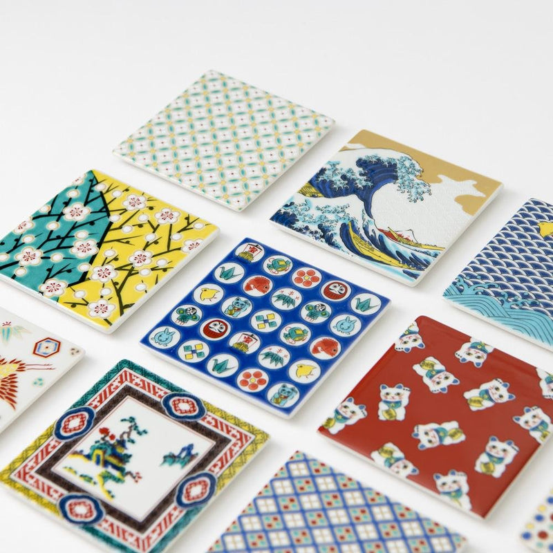 Seikou Kiln Traditional Pattern Kutani Coaster - MUSUBI KILN - Handmade Japanese Tableware and Japanese Dinnerware