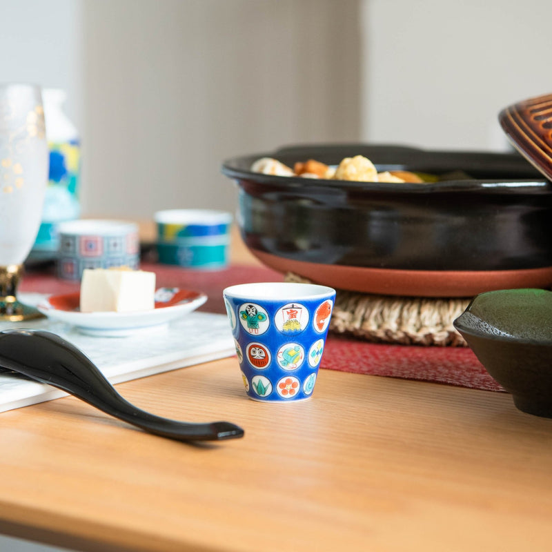 Seikou Kiln Treasure Pattern Kutani Ochoko Sake Cup - MUSUBI KILN - Handmade Japanese Tableware and Japanese Dinnerware