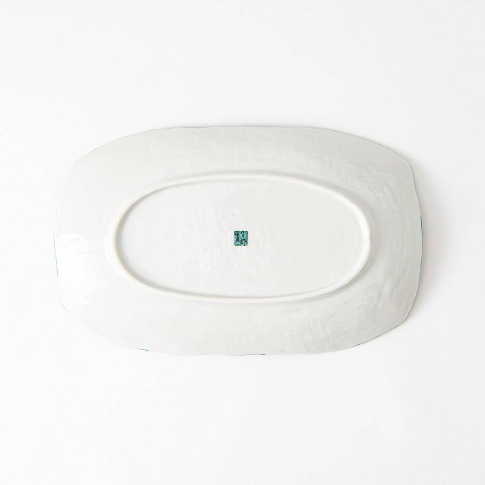 Seikou Kiln White Crane Kutani Rectangle Plate - MUSUBI KILN - Handmade Japanese Tableware and Japanese Dinnerware