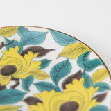 Seikou Kiln Yellow Peony Kutani Round Plate - MUSUBI KILN - Handmade Japanese Tableware and Japanese Dinnerware