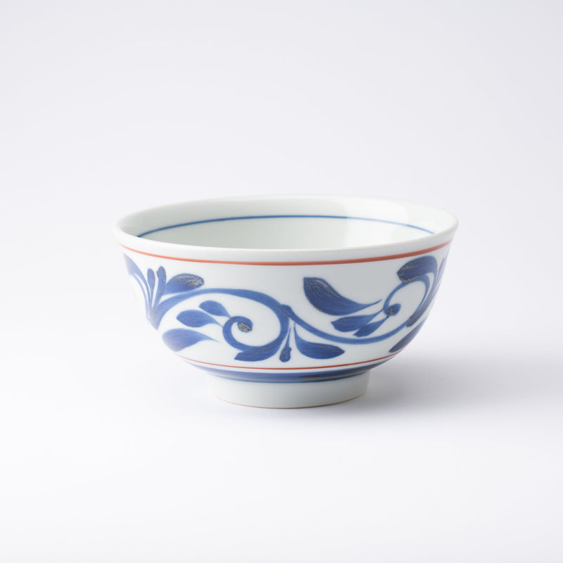 Senzan Kiln Arabesque and Red Line Tobe Donburi Bowl M - MUSUBI KILN - Handmade Japanese Tableware and Japanese Dinnerware