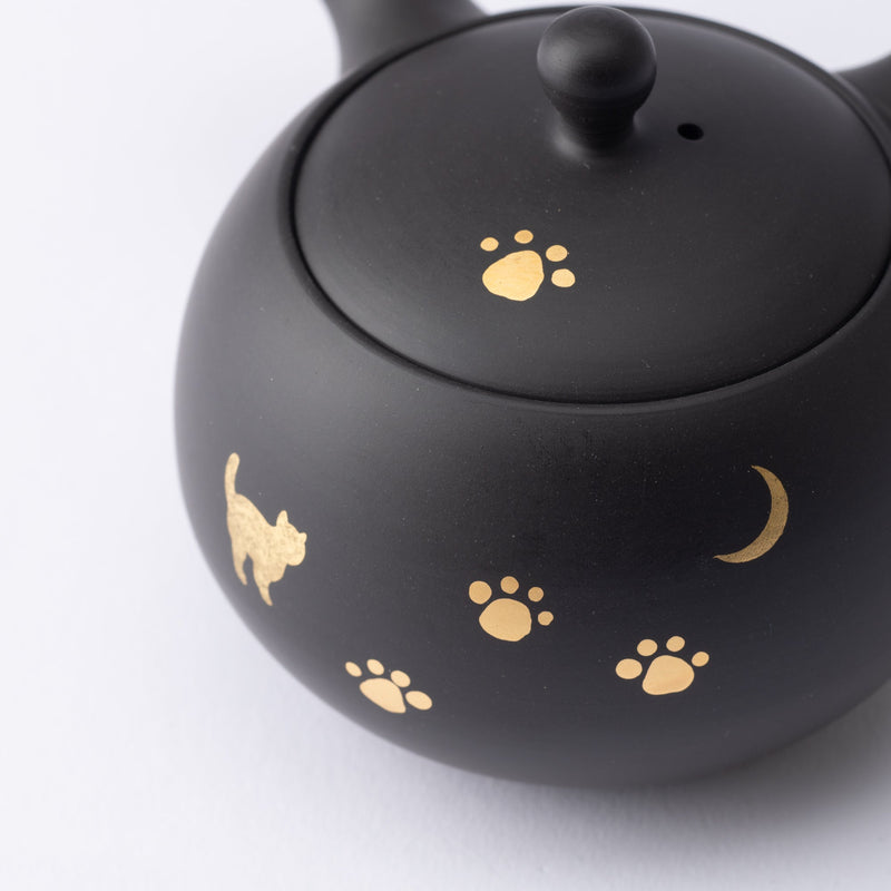 Shoho Moon And Cat Stroll Tokoname Japanese Teapot Set 6.8oz(200ml)-Sasame and Ceramesh - MUSUBI KILN - Handmade Japanese Tableware and Japanese Dinnerware
