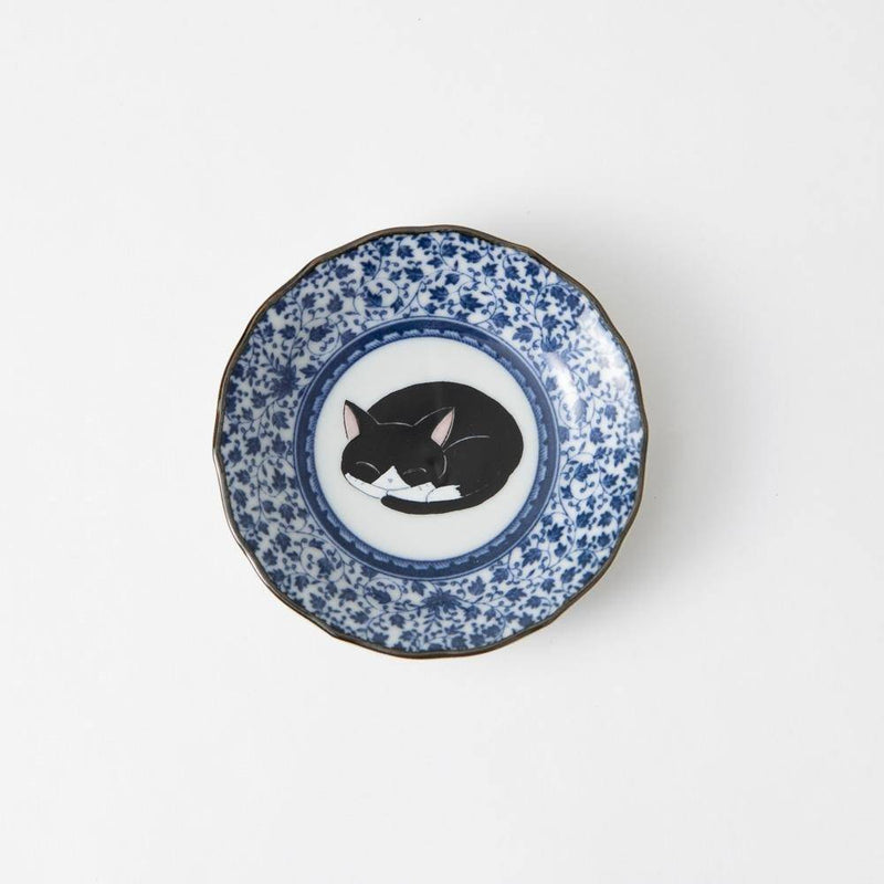 Sleeping Cat Kutani Sauce Plate Set - MUSUBI KILN - Handmade Japanese Tableware and Japanese Dinnerware