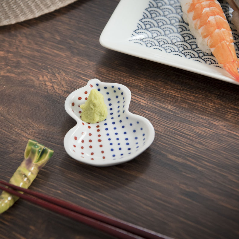 Soukyu Kiln Gourd Shaped Kutani Sauce Plate - MUSUBI KILN - Handmade Japanese Tableware and Japanese Dinnerware