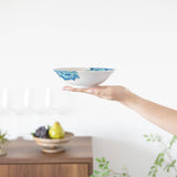 Souraku-An Blue Peony Bowl Set A - MUSUBI KILN - Handmade Japanese Tableware and Japanese Dinnerware