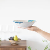 Souraku-An Blue Peony Bowl Set A - MUSUBI KILN - Handmade Japanese Tableware and Japanese Dinnerware