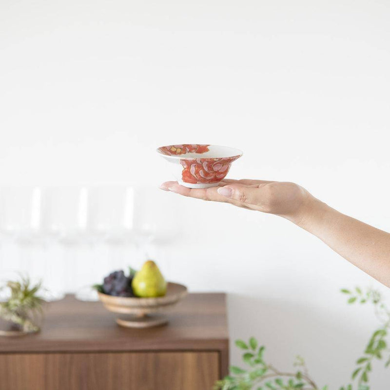 Souraku-An Red Peony Bowl Set B - MUSUBI KILN - Handmade Japanese Tableware and Japanese Dinnerware