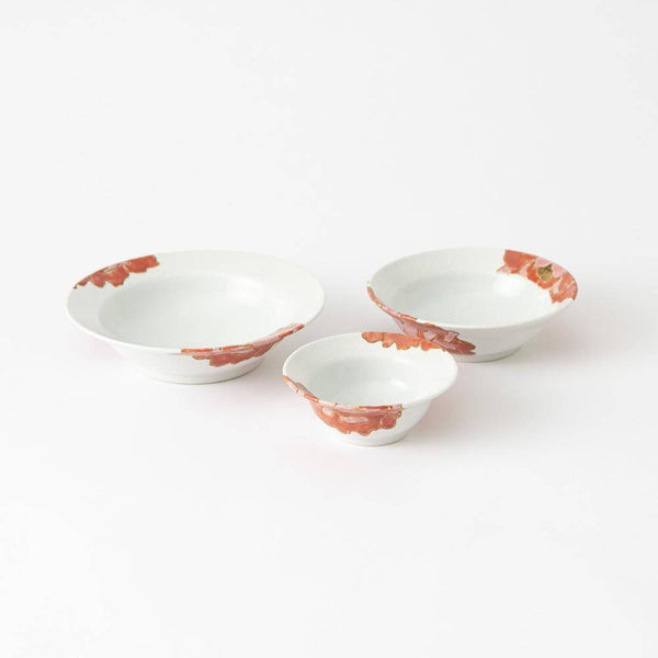 Souraku-An Red Peony Bowl Set B - MUSUBI KILN - Handmade Japanese Tableware and Japanese Dinnerware