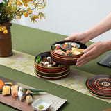 Spinning Top Yamanaka Lacquerware Two Tiers Round Jubako Bento Box - MUSUBI KILN - Quality Japanese Tableware and Gift