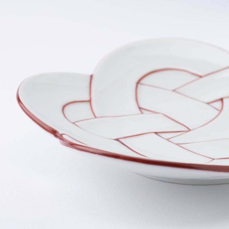 Tasei Kiln Plum Blossom Knot Arita Plate 5.9in - MUSUBI KILN - Handmade Japanese Tableware and Japanese Dinnerware