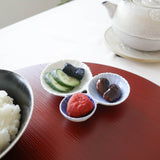 Three Chrysanthemums Hasami Sauce Plate - MUSUBI KILN - Handmade Japanese Tableware and Japanese Dinnerware