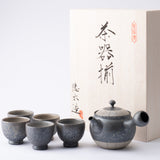 Tokuta Rourette Tokoname Japanese Teapot Set 8.5oz(250ml)-Sasame and Ceramesh - MUSUBI KILN - Handmade Japanese Tableware and Japanese Dinnerware