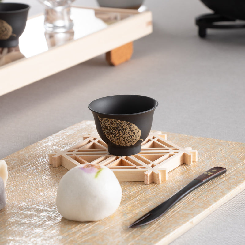 Toyoda Woodcraft Kanuma Kumiko Coaster Set With Stand - MUSUBI KILN - Handmade Japanese Tableware and Japanese Dinnerware