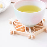 Toyoda Woodcraft Kanuma Kumiko Coaster Set With Stand - MUSUBI KILN - Handmade Japanese Tableware and Japanese Dinnerware