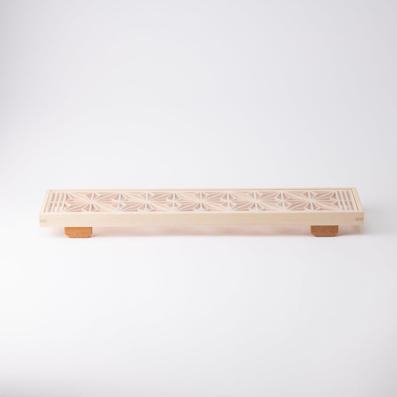 Toyoda Woodcraft Square Hemp Leaf Kanuma Kumiko Long Tray - MUSUBI KILN - Handmade Japanese Tableware and Japanese Dinnerware
