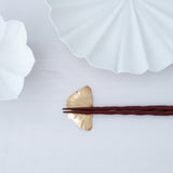 Tsubame Hutlery Gold Ginkgo Leaf Chopstick Rest - MUSUBI KILN - Handmade Japanese Tableware and Japanese Dinnerware