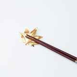 Tsubame Hutlery Gold Maple Leaf Chopstick Rest - MUSUBI KILN - Handmade Japanese Tableware and Japanese Dinnerware