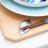 Tsubame Hutlery Silver Camellia Leaf Chopstick Rest - MUSUBI KILN - Handmade Japanese Tableware and Japanese Dinnerware