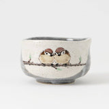 Twin Sparrows Kutani Matcha Bowl Chawan - A - MUSUBI KILN - Handmade Japanese Tableware and Japanese Dinnerware