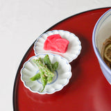 Two Chrysanthemums Circle Hasami Sauce Plate - MUSUBI KILN - Handmade Japanese Tableware and Japanese Dinnerware
