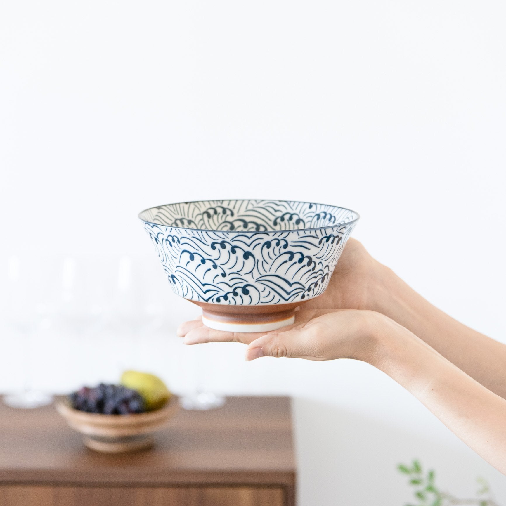 Wave Mino Ware Ramen Bowl M - MUSUBI KILN - Handmade Japanese Tableware and Japanese Dinnerware