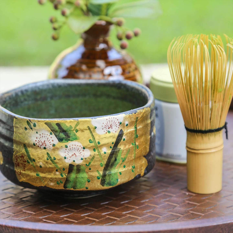 White Plum Kutani Matcha Bowl Chawan - MUSUBI KILN - Handmade Japanese Tableware and Japanese Dinnerware