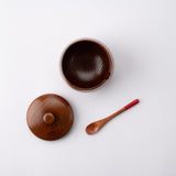 Wood Grain Yamanaka Lacquer Spice Container With Spoon - MUSUBI KILN - Handmade Japanese Tableware and Japanese Dinnerware