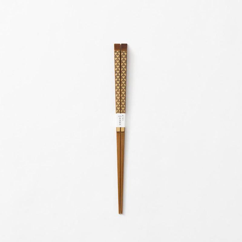 Yamachiku Geometric Pattern Lacquered White Bamboo Reusable Chopsticks 21cm/8.3in - MUSUBI KILN - Handmade Japanese Tableware and Japanese Dinnerware