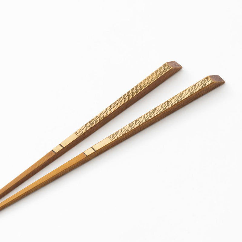 Yamachiku Wave Lacquered White Bamboo Reusable Chopsticks 21cm/8.3in - MUSUBI KILN - Handmade Japanese Tableware and Japanese Dinnerware