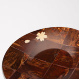 Yatsuyanagi Checkered Pattern Akita Cherry Bark Work Round Teacup Saucer - MUSUBI KILN - Handmade Japanese Tableware and Japanese Dinnerware