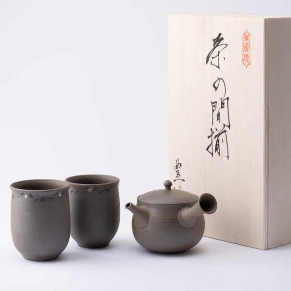 Yutaka Arabesque Tokoname Japanese Teapot Set 9.4oz(270ml)-Sasame and Ceramesh - MUSUBI KILN - Handmade Japanese Tableware and Japanese Dinnerware